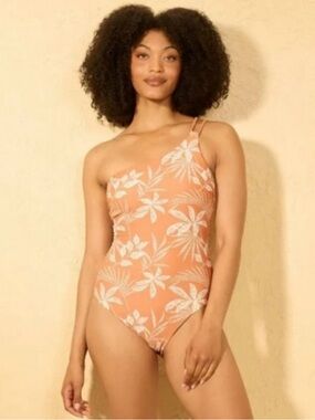 Shade and Shore braided one shoulder floral swimsuit large NWT